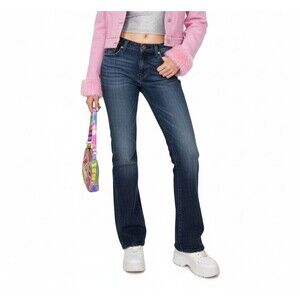 7 For All Mankind Bootcut Jeans Women’s Sz 29 Dark Wash Pink Stitch Y2K NWOT